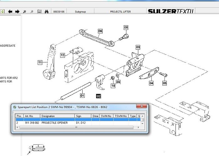 Projectile Opener Sulzer Loom Parts 911318002 / Loom Replacement Parts PU P7100