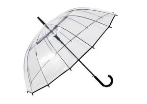 Quality Unisex Long Handle Transparent Rain Umbrella 16K POE Full Black Metal Frame wholesale