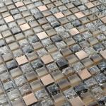 Light red crack crystal glass mix metal mosaic tile high grade style