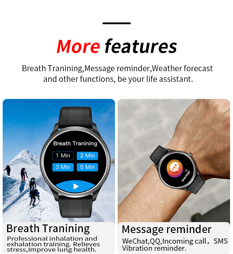 1.28 Inch Round Touch Screen ECG Smart Watch Wifi Music Control