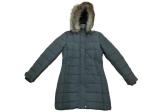 Women'S Black Long Puffer Jacket With Faux Fur Hood