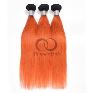 Quality #T1B/Orange Red Straight Remy Human Hair Bundles Sew In Weave Bundles Brazilian Bundle Deals wholesale