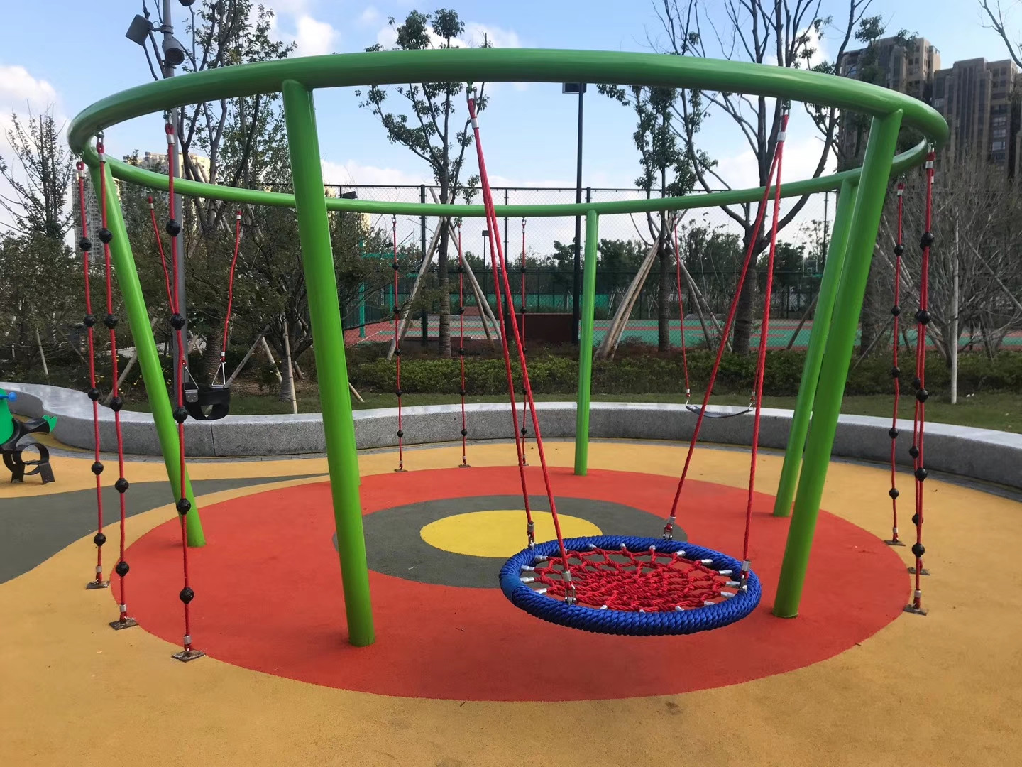 Outdoor Playground Kids Steel Wire Core Rope Basket Swing Net 1000mm Diameter