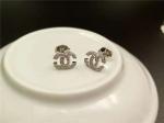 Logo Earrings in 18K White Gold Pave Diamonds Fashion Lady Jewelry Global