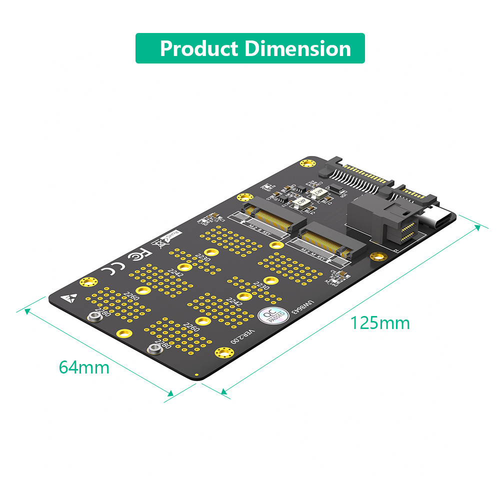 NGFF (M.2) 2-in-1 SSD expansion card, NGFF (M.2) Key-M supports NVME protocol SDD to SFF (86-43) interface NGFF (M.2) Key-B supports Sata protocol SDD