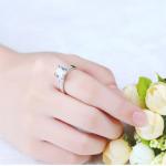 Women 925 Silver Brilliant CZ Diamonds Wedding Engagement Ring (RE663)