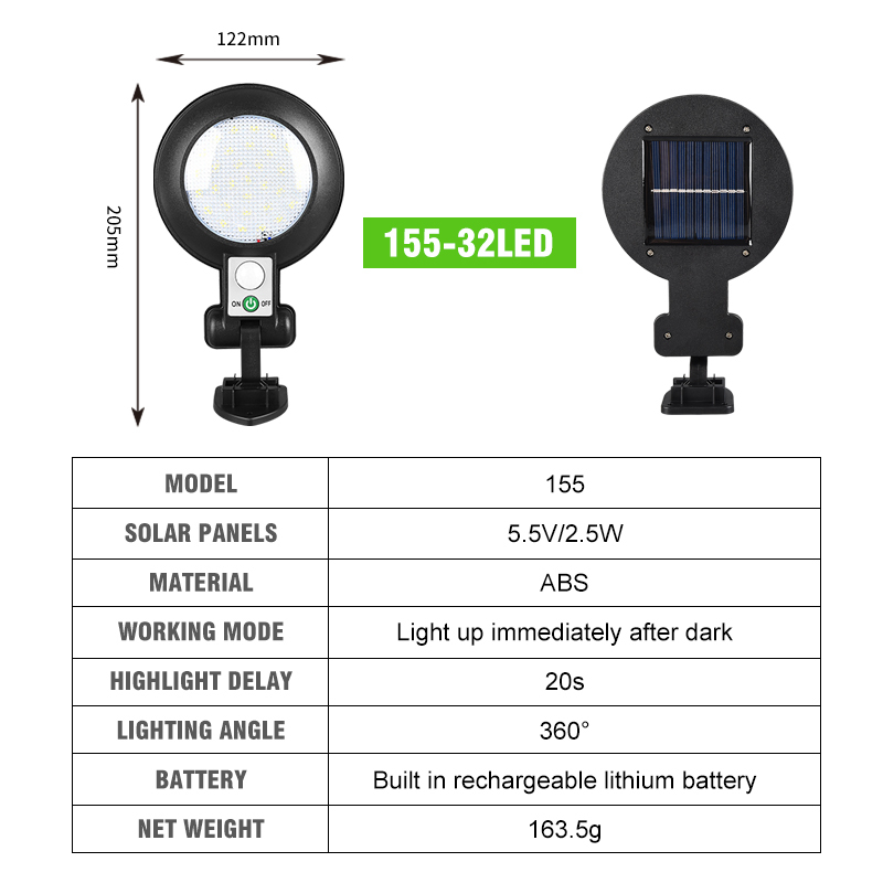Water Resistance 500LM 5.5v 2.5w Solar Motion Sensor Wall Light FCC Certified