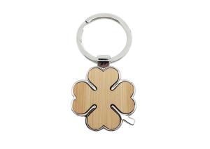 Quality Four Leaf Clover Cute Metal Keychain Metal Bamboo Eco Friendly Keyring wholesale
