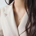 Lanciashow 925 Sterling Silver Beans Chain Necklace Simple Geometric Small Round