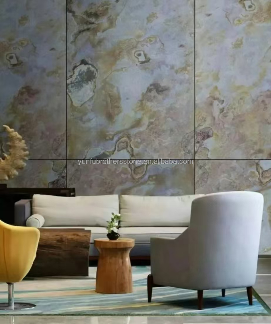 Hotel Interior Graphic Design Natural Flexible Stone Veneer Panel Wall Cladding Tile