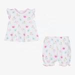 Summer Baby Girls Clothing Sets Customized Printing Color Pattern Organic Cotton