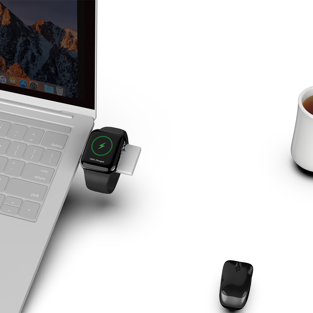 Mini Size Dual Interface Samsung Apple Watch Charger USB A & USB C Wireless Watch Charger