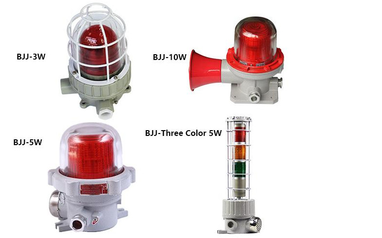 Aluminium Alloy Die Casting Shell 120-180db Explosion Proof Audible And Visual Alarms 50-40w Lights