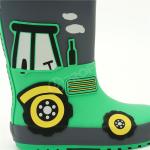 Non Slip Boys Green Rain Boots , 3D Printed Children'S Rubber Boots