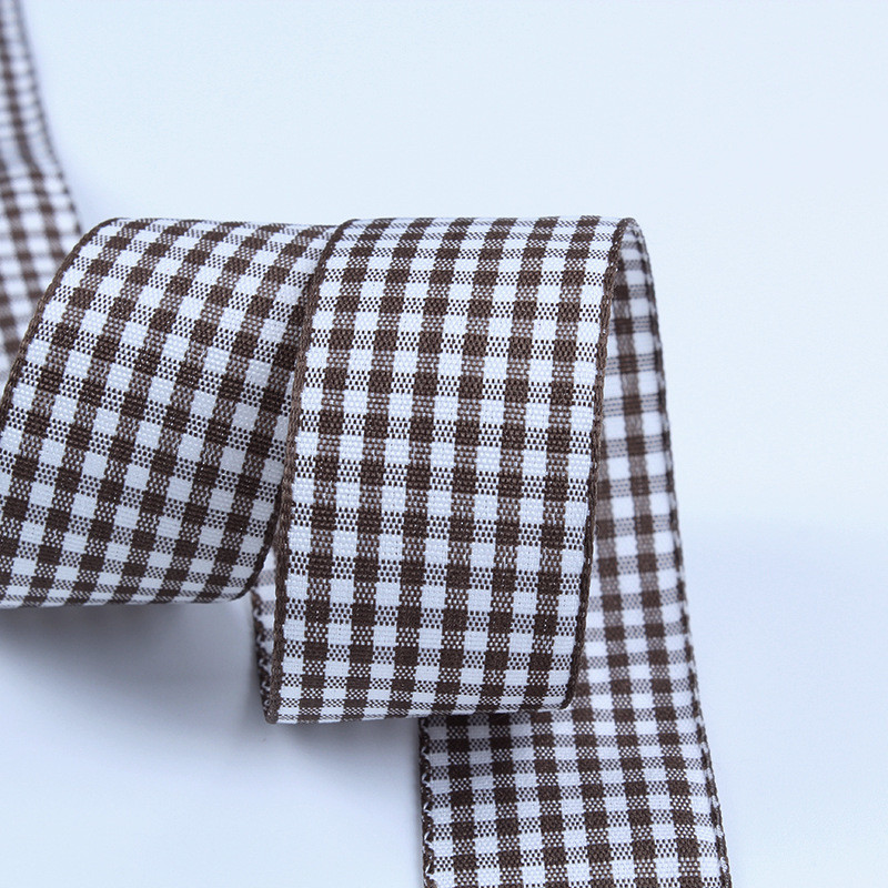 2.5cm Polyester Plaid Ribbon for Gift Packing and Chocolate Box Ribbon Bow Decoration