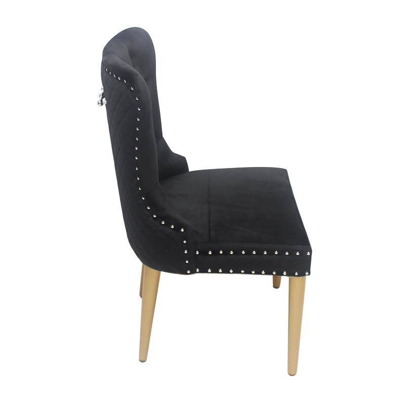 Black button buckle velvet chair dining chair elegant model
