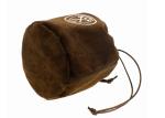 Brown Color Double Drawstring Velvet Gift Pouch Round Bottom Silk Screen