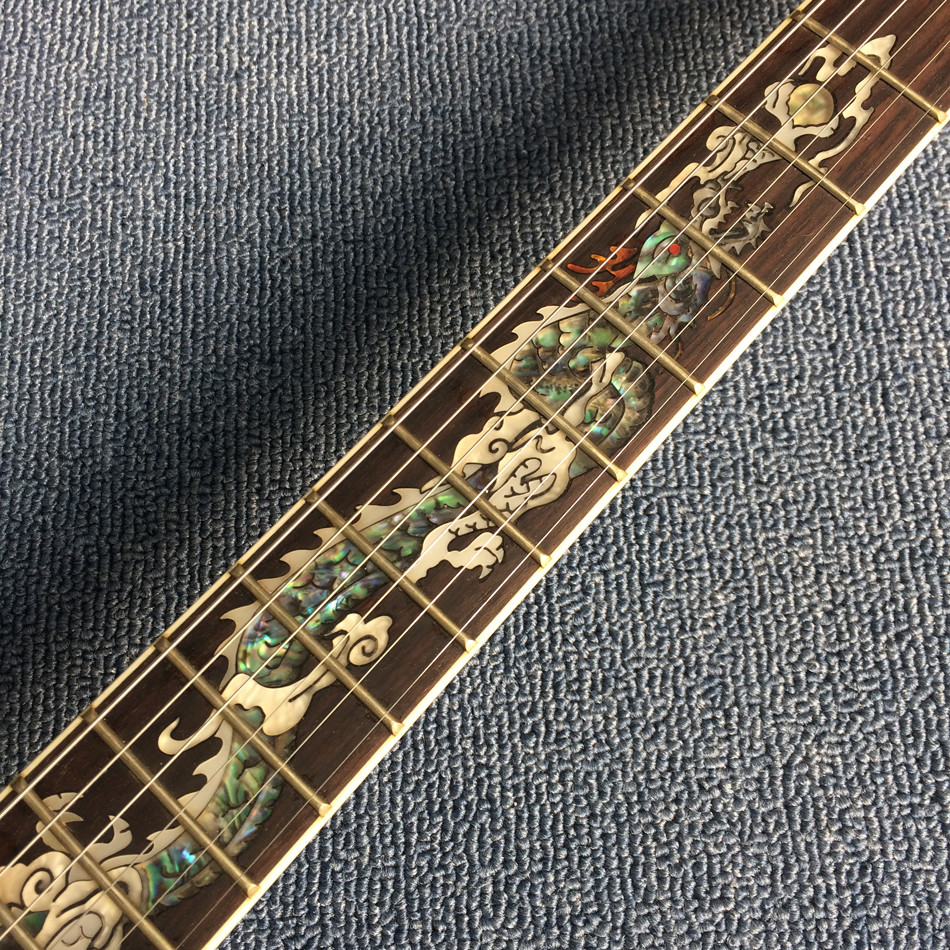 New high-quality custom LP electric guitar, Abalone Dinosaur inlaid fingerboard & body custom LP Electric guitar