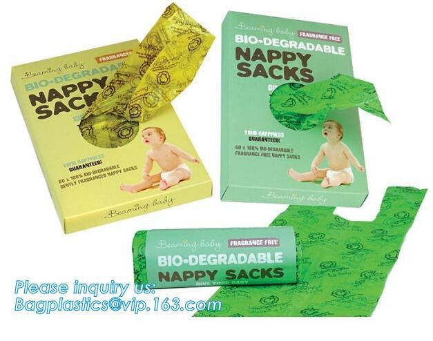 Easy-Tie Baby Disposable Diaper Sacks Bags,100% Biodegradable Diaper Bags with Baby Powder Scent, bagplastics, bagease
