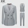 Buy cheap Business Needs Business Suits Gray Striped Double-breasted Gun Lapel Slim Fit 3 from wholesalers