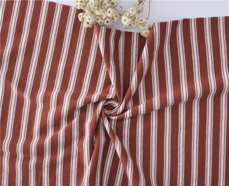 Good Texture Ramie Striped Cotton Jersey 190gsm Knit Combed Cotton Fabric For Casual Shirt