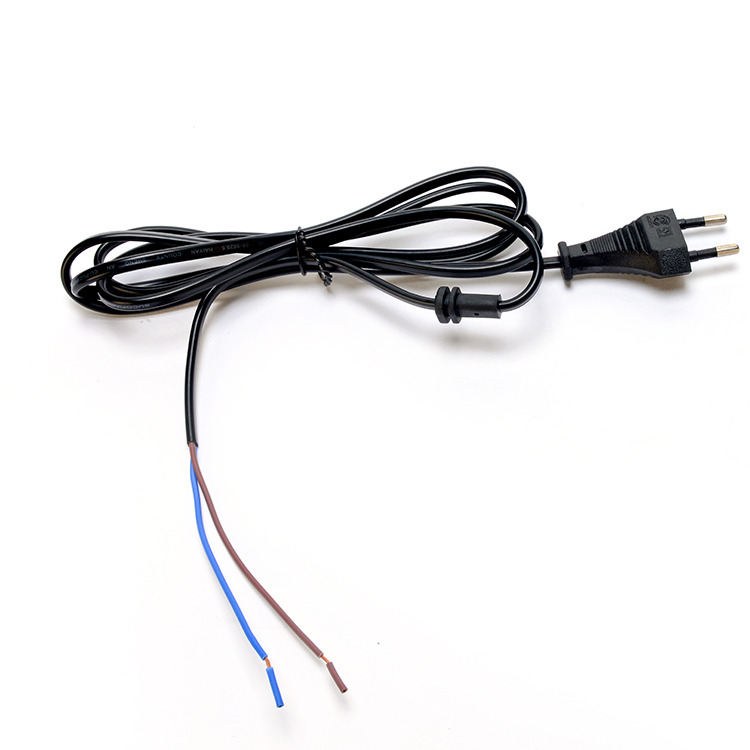 2.5A 2 Pin Plug Power Cords Black Electric Fan with Oxygen Free Bared Stranded Copper Half Stripped End