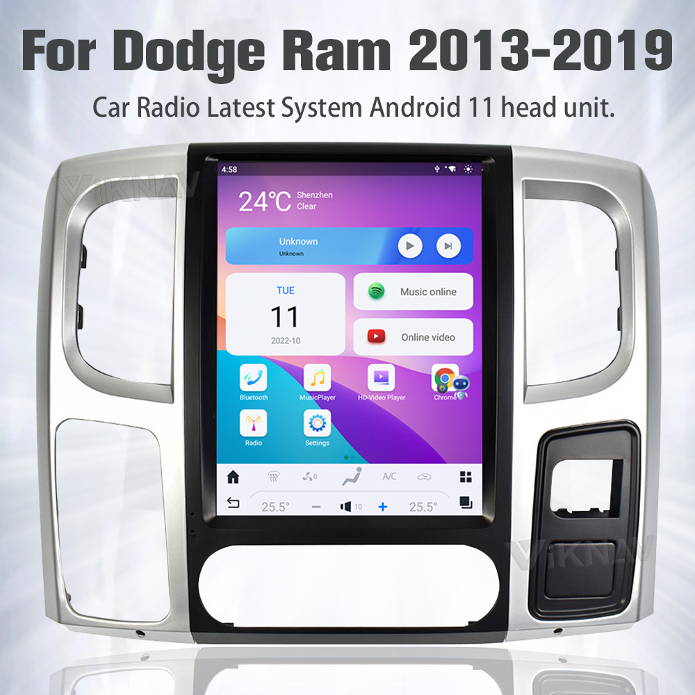 12.1 inch Android 11 Car Radio For 2013-2019 Dodge Ram Radio Touch Screen GPS Navigation Multimedia Player Carplay