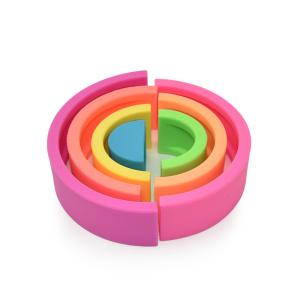 Quality Rainbow Alike 14cm Arch Baby Stacking Toy BPA Free Silicone Blocks wholesale