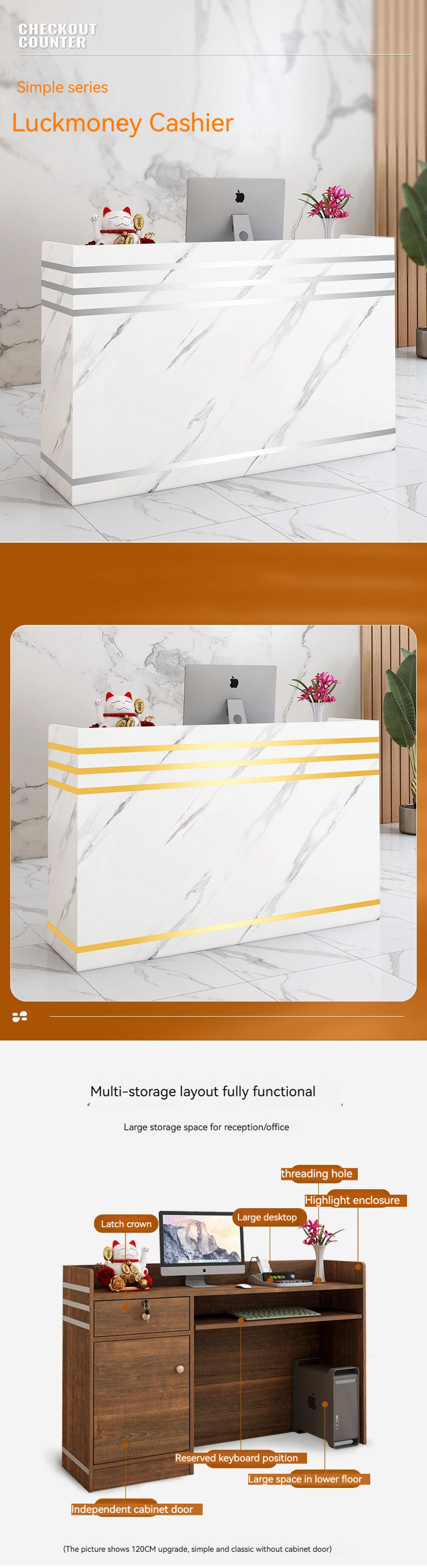 Shopping Center Usage Scenarios Simple Modern Cashier Desk for Company Reception Desk