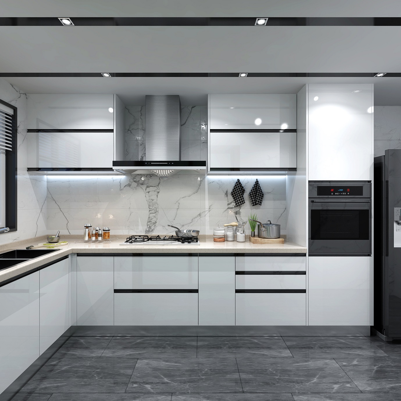 Complete Modular Kitchen Cabinets for Apartment European Style Luxury and Customized Size