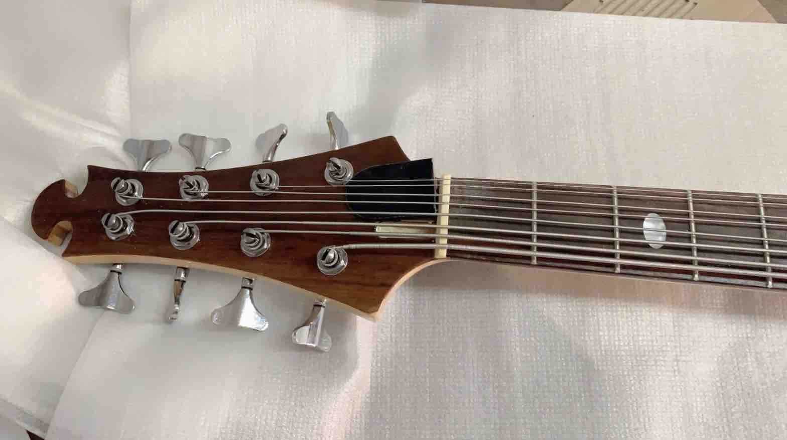8 Strings Bass Guitar One Through Neck-Body Solid Walnut In Natural