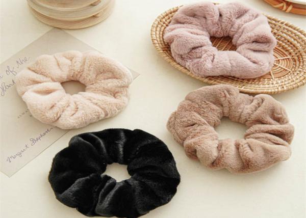 Autumn winter fur small rabbit hair colic hair accessories coffee black tie head