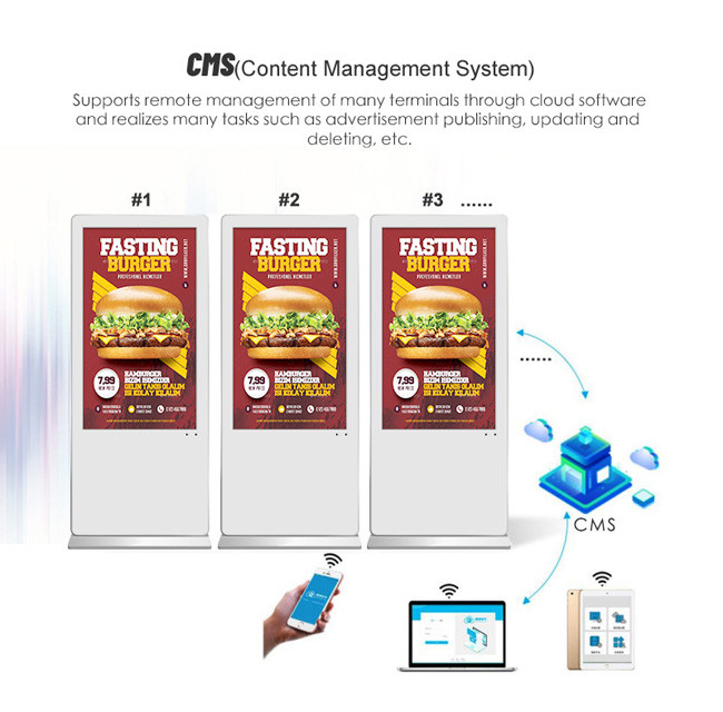 65 Inch Vertical Digital Signage 2160P Free Standing Digital Signage