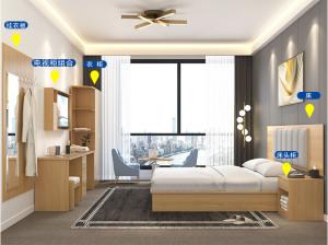 Quality Solid Wooden Hotel Bedroom Furniture Sets , Guest Room Modern Bedroom Suites wholesale