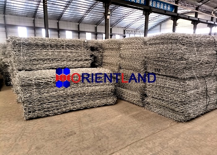 Zinc Al Alloy 80*100mm Woven Mesh Gabion Wire Baskets For River Control