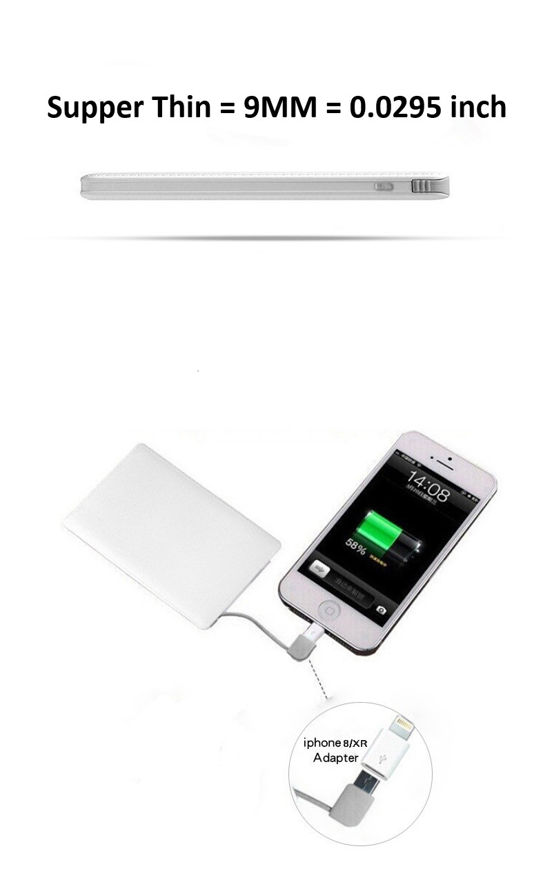 ABS 5V1A 2500mah 4000mah Credit Card Power Bank