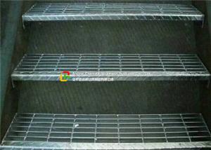 Quality Outdoor Metal Grate Stair Treads , Galvanized Metal Step Treads Checkered Nosing wholesale