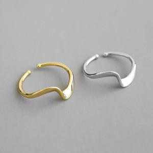 Quality Lanciashow 925 Sterling Silver Gold Plated Jewelry Open Ring Irregular Wavy Shape wholesale