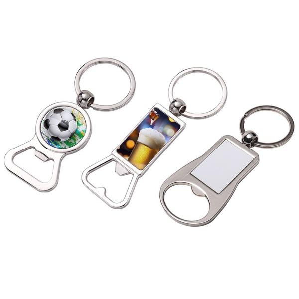 Decorative Sublimation Metal Keyrings With Bottle Opener European And American