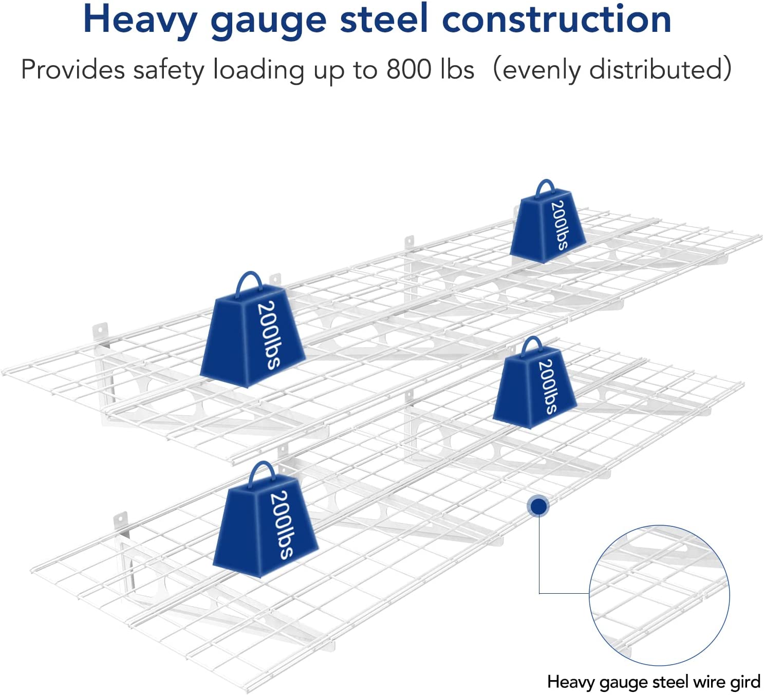 Single Tier Metal Garage Storage Wall Shelving Mounted Heavy Duty Sturdy Wall Shelves Strong Garage Organiser