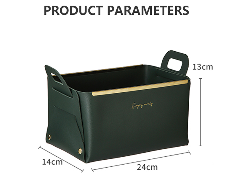 Convenience Stores Foldable Clothing Leather Basket Storage Box Desk Organizer with Handle