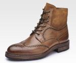 Pointed Toe Mens Brown Leather Chelsea Boots , Leather Lace Up Ankle Boots For