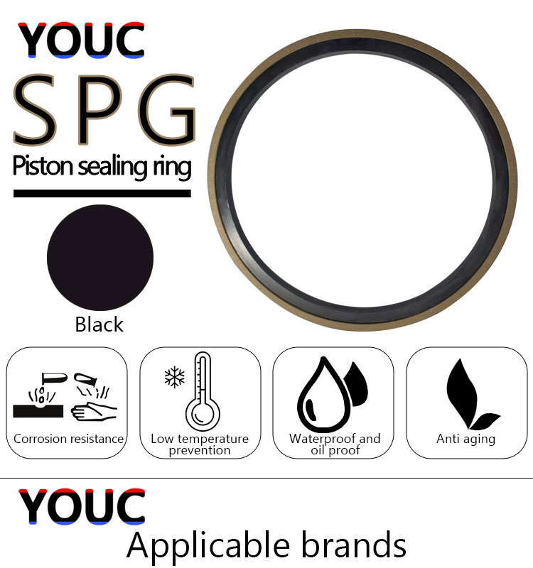 Hydraulic Cylinder Piston Seal Kit SPG 90x7.3 NBR Nitrile Bronze PTFE Construction Machinery Seals for Excavators