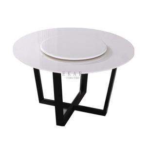 Quality White And Black Round Stone Rotating Dining Table wholesale