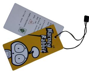 Quality Yellow Cartoon Pattern shining coated Clothing Hang Tags 300gsm Art PaperUSD0.15 wholesale