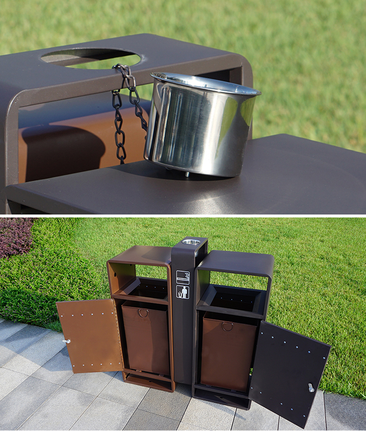 OHSAS18001 120L Outdoor Wooden Trash Can For Park School