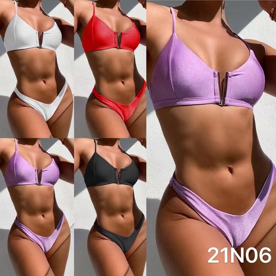 Bikini Push Up Swimsuit Stitching Transparent Split Sexy Swimming Suit For Ladies purple and other colour cool bikini