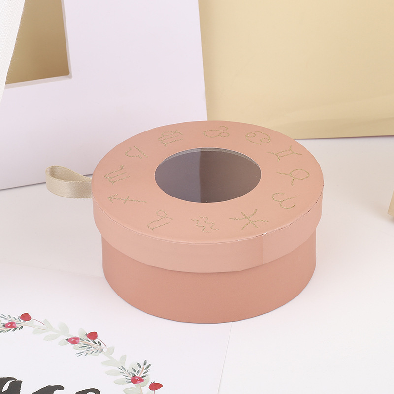 Recyclable Creative Colorful Rigiding Paper Round Box Packaging With Transparent Window