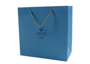 Quality CMYK Logo Blue Paper Bags With Handles Handmade 200gsm Paper Material wholesale