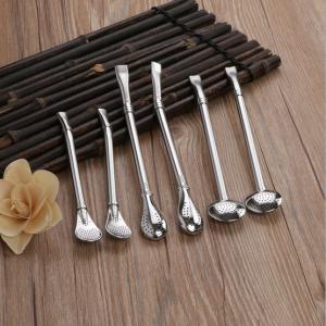 Quality Creative Coffee Drinking Mixing Spoon Stainless Steel Filter Straw Tea Bar Tools wholesale